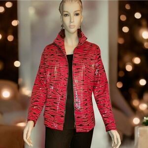 Misook Petite Paillette Full Zipe Jacket XS NWOT